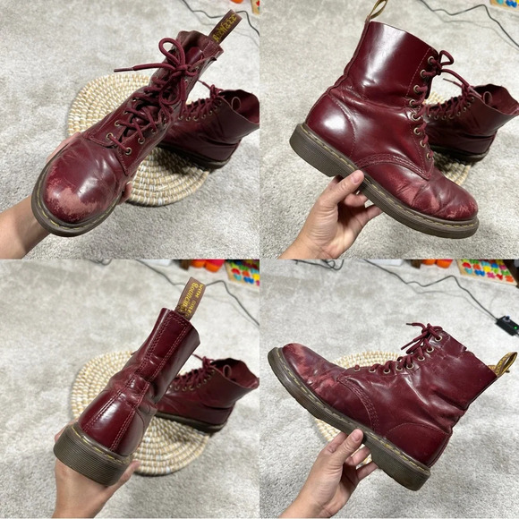 Dr. Martens Women’s Pascal Cherry Shiraz Buttero Leather 8-Eye Boots Size 6 - Picture 15 of 16